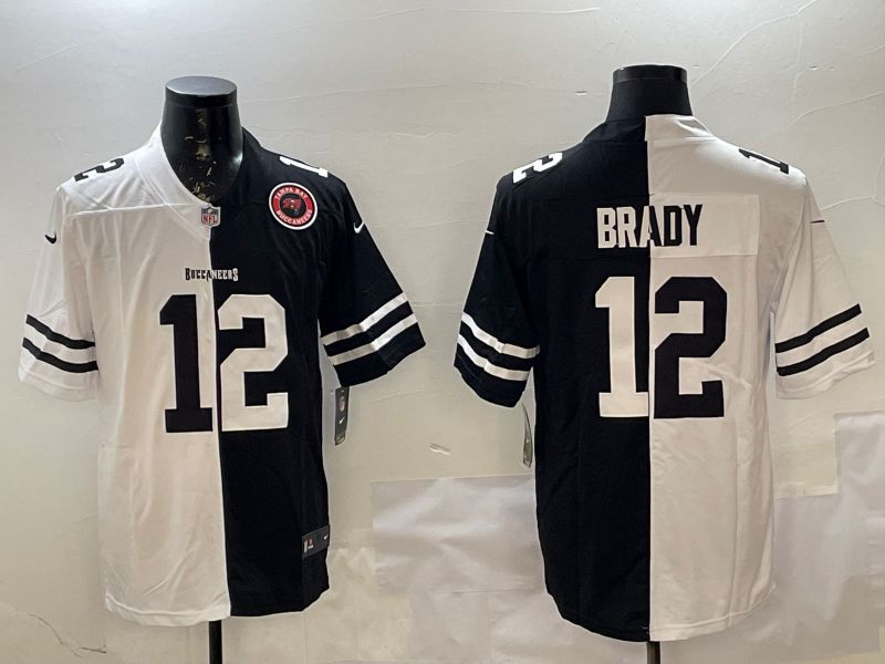 Men Tampa Bay Buccaneers #12 Brady White Black Fashion 2025 Nike Limited NFL Jersey style 2